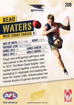 2013 Select Prime AFL #208 Beau Waters Back